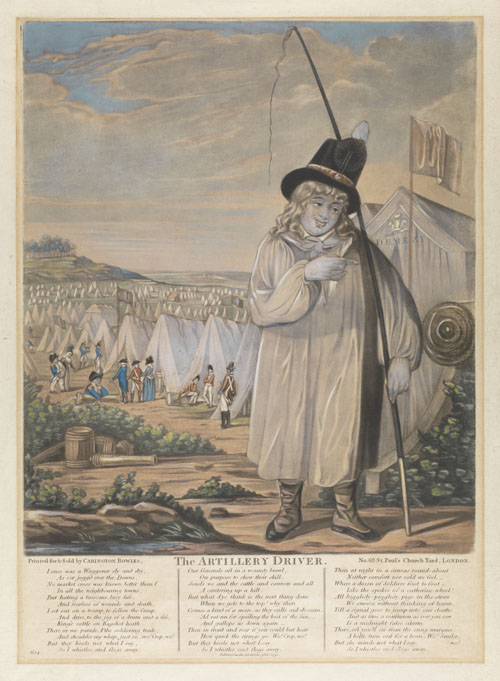 The artillery driver: 1 print on laid paper : mezzotint, hand-colored ; plate mark 35.5 x 25 cm., on sheet 44 x 29 cm.